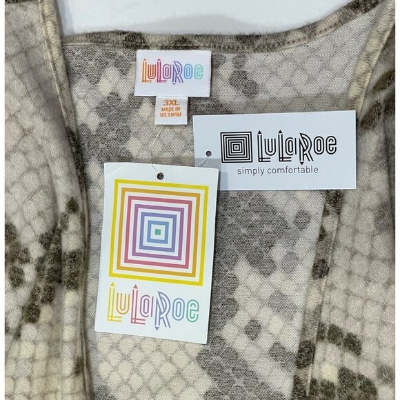 NANETTE LuLaRoe Cardigan Cover Up‎ 3XL NWT Neutral Grey White Snakeskin Stretchy - Picture 6 of 14